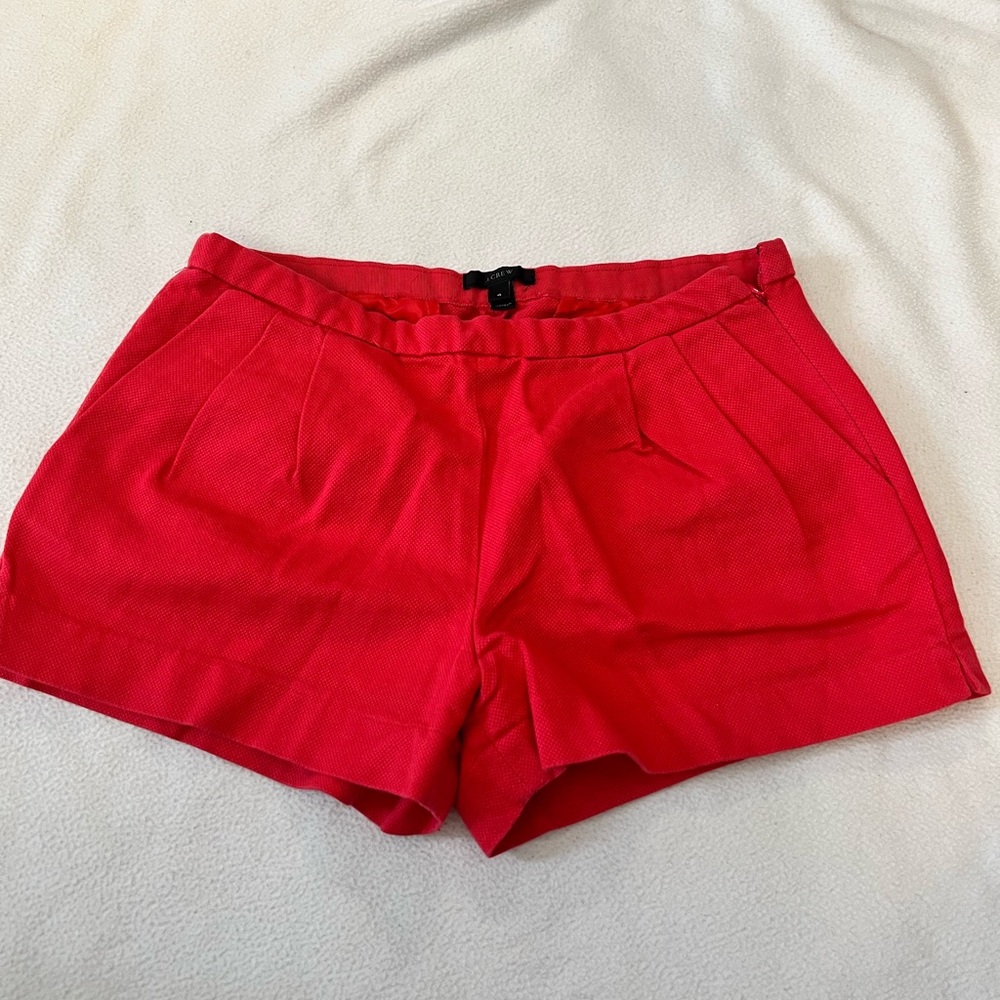 J. Crew Pink Red High-Rise Tailored Shorts